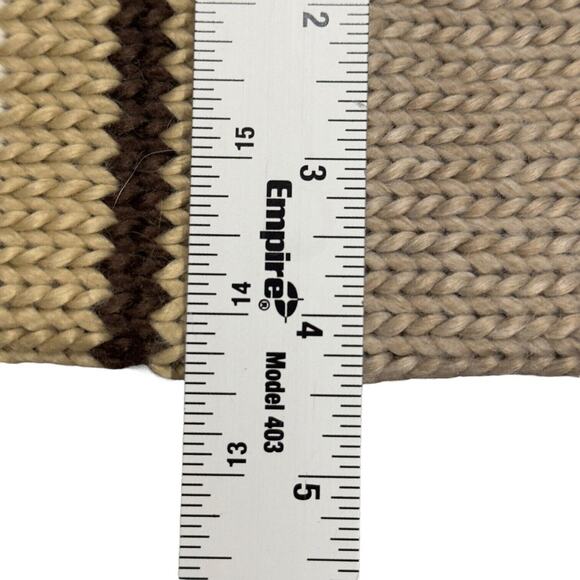 Women's Beige Striped Knit Over Knees Footless Thermal Winter Leg Warmer Socks - Picture 5 of 5